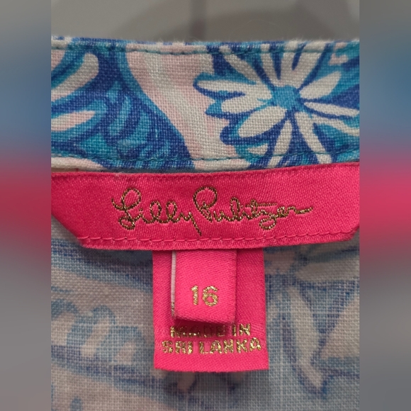 Lilly Pulitzer Mialeigh linen top Sea life print. Size 16 - Picture 5 of 7